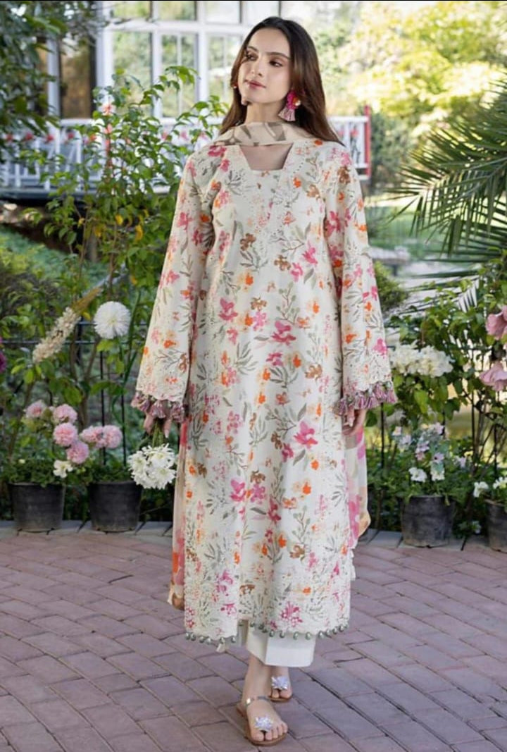 4 Side Lace Ready to Wear Chiffon Dupatta