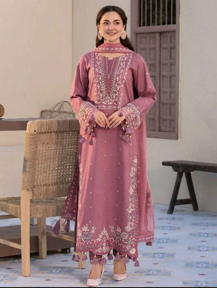 Jade  03PCS UNSTITCHED SUIT *FABRIC lawn