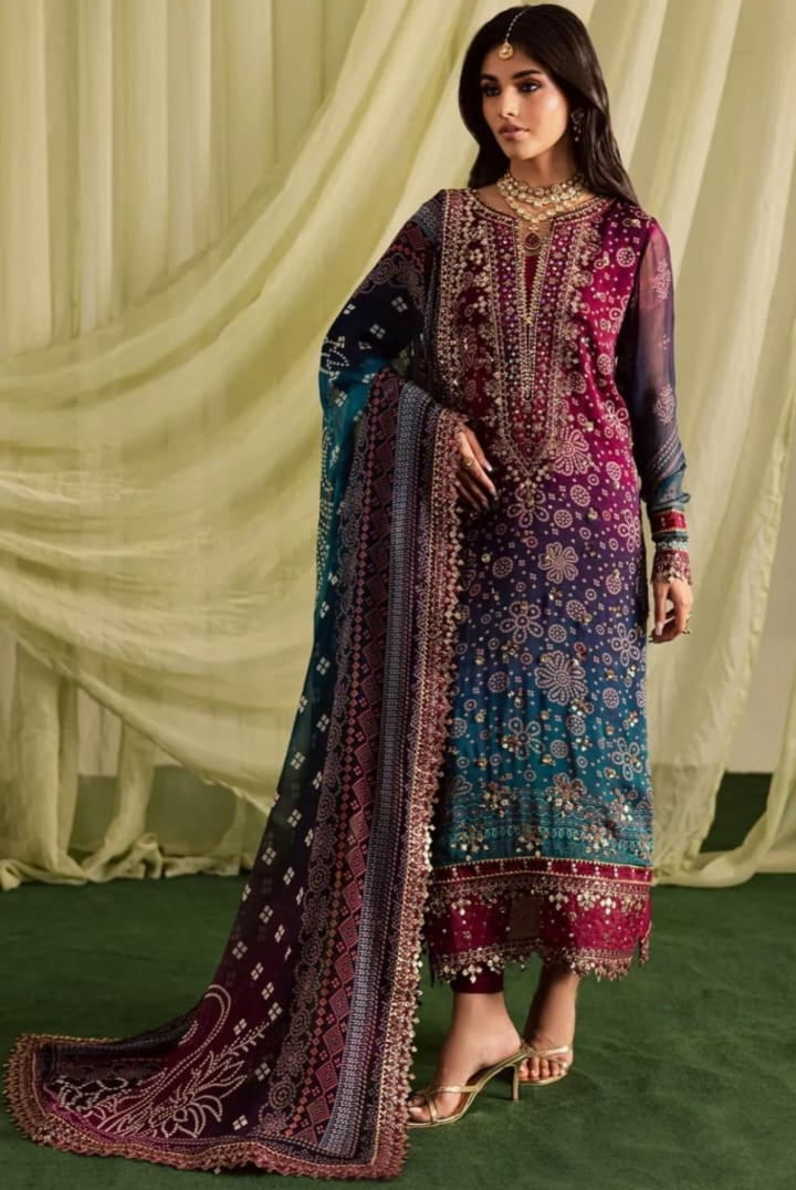 4 Side Lace Ready to Wear Chiffon Dupatta